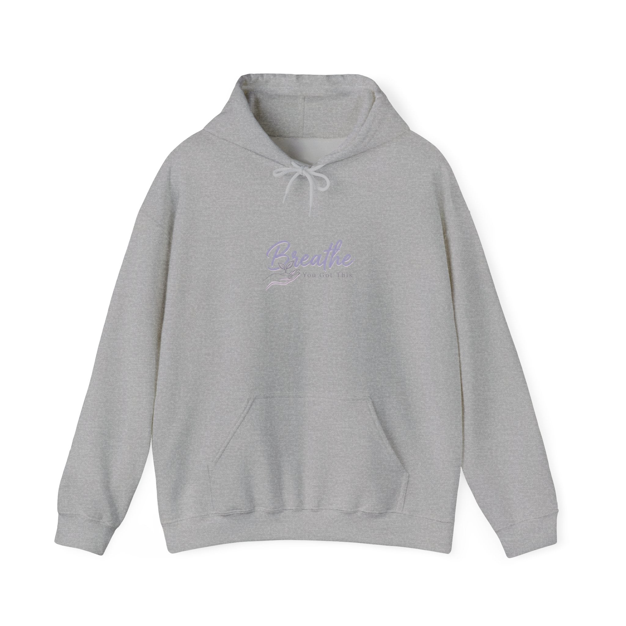 Breathe script hoodie | Positive micro-optimism, calming lavender sweatshirt