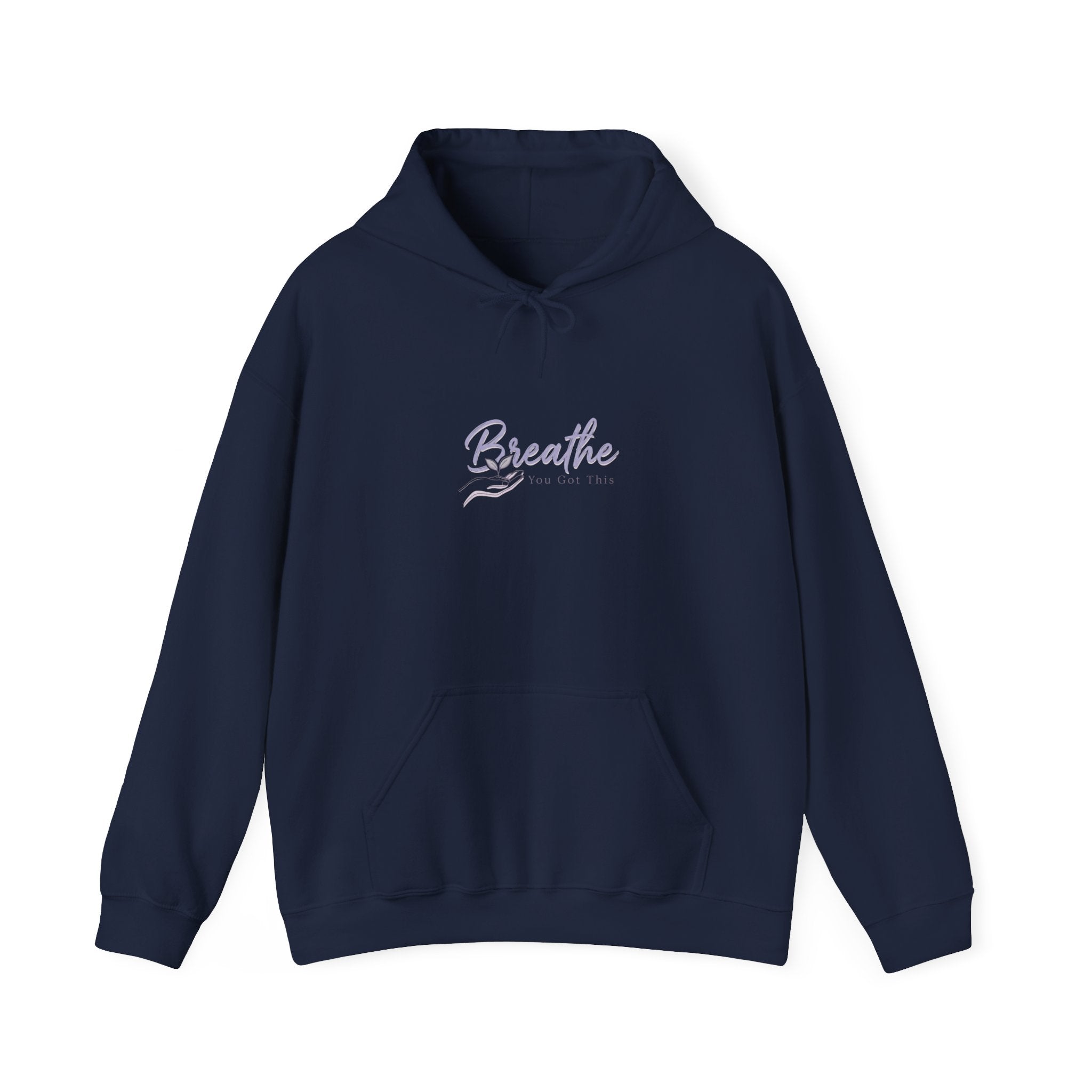 Breathe script hoodie | Positive micro-optimism, calming lavender sweatshirt