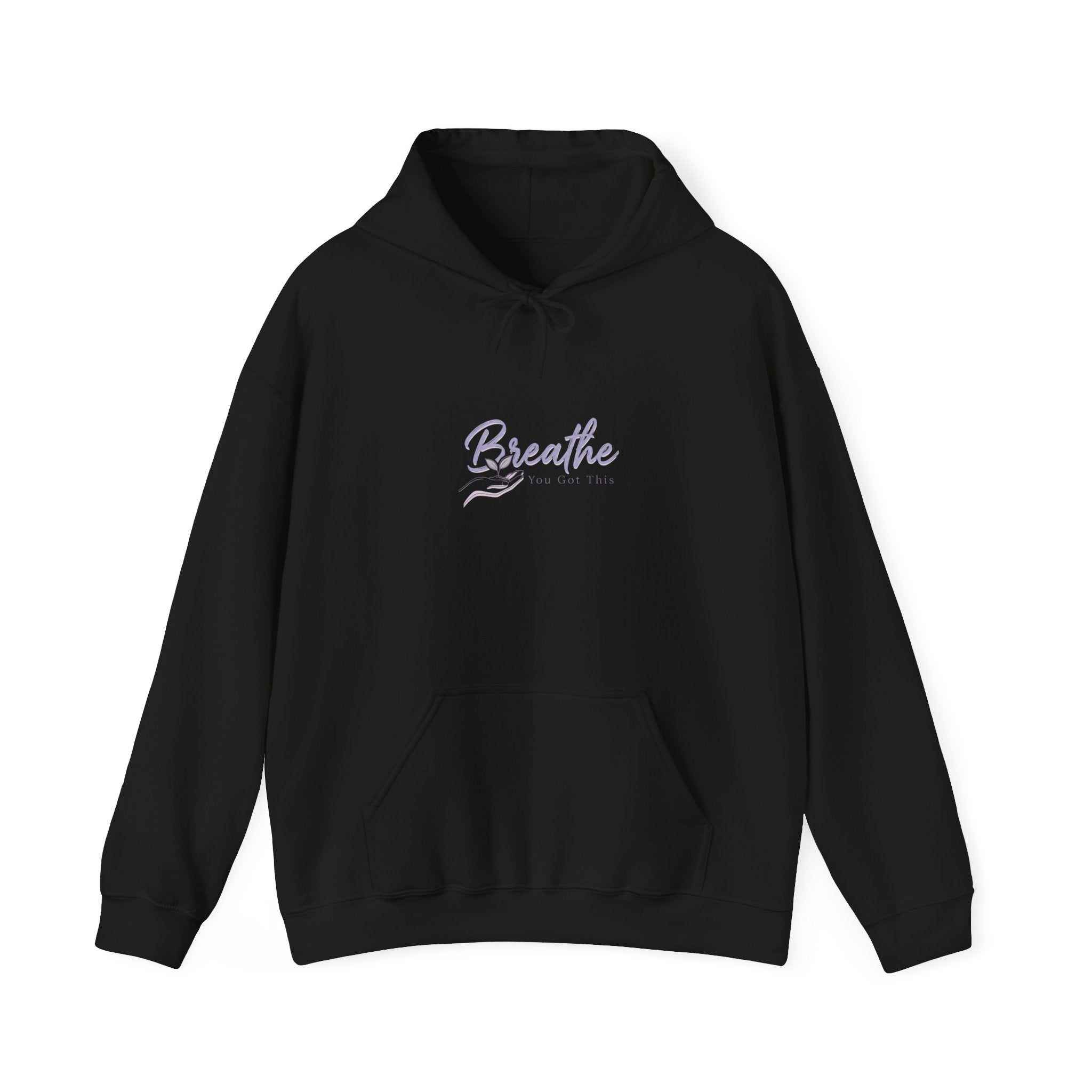 Breathe script hoodie | Positive micro-optimism, calming lavender sweatshirt