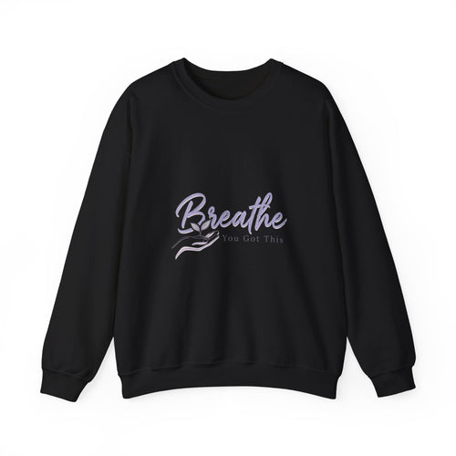 Breathe Script Crewneck Sweatshirt | lavender micro-optimism, uplifting slogan